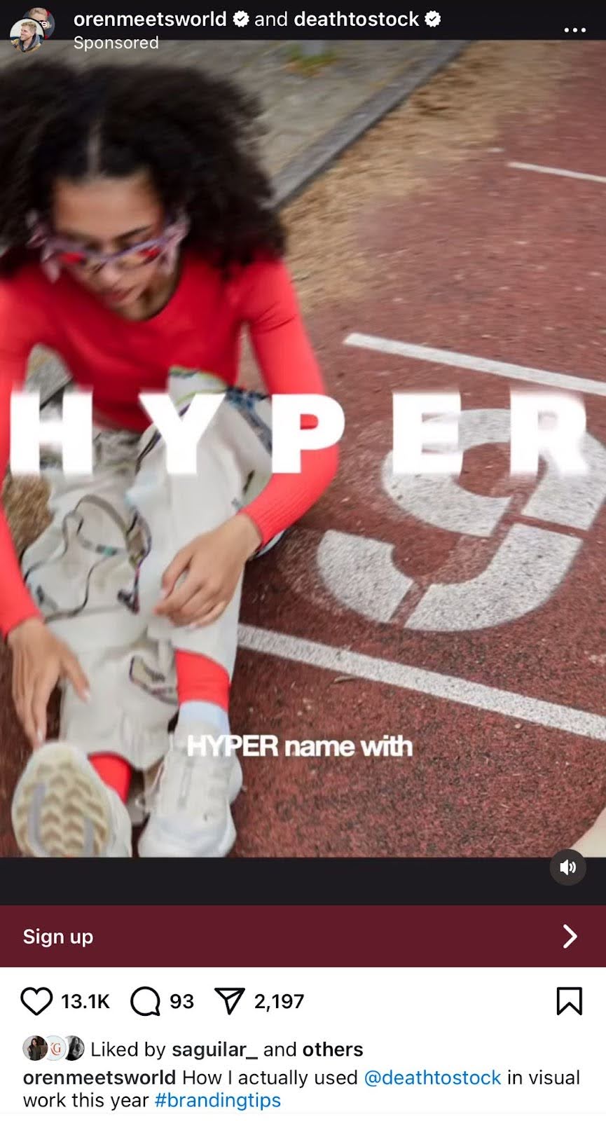 Instagram sponsored post from creator @orenmeetsworld promoting Death to Stock