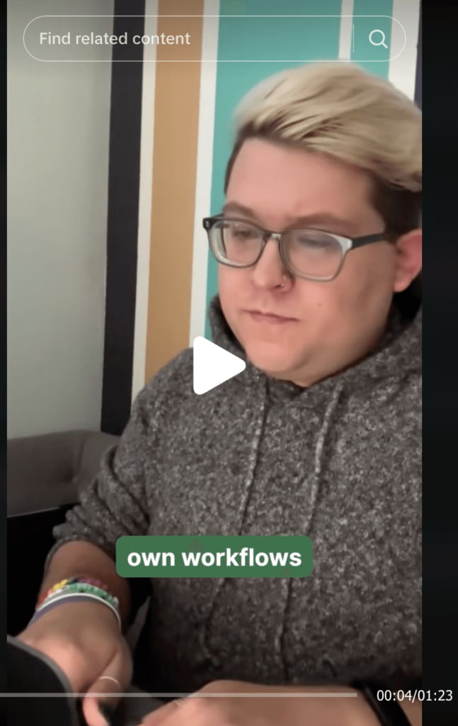 A TikTok video showing how the Sprout team uses our own tool to save time and increase workflow efficiency.