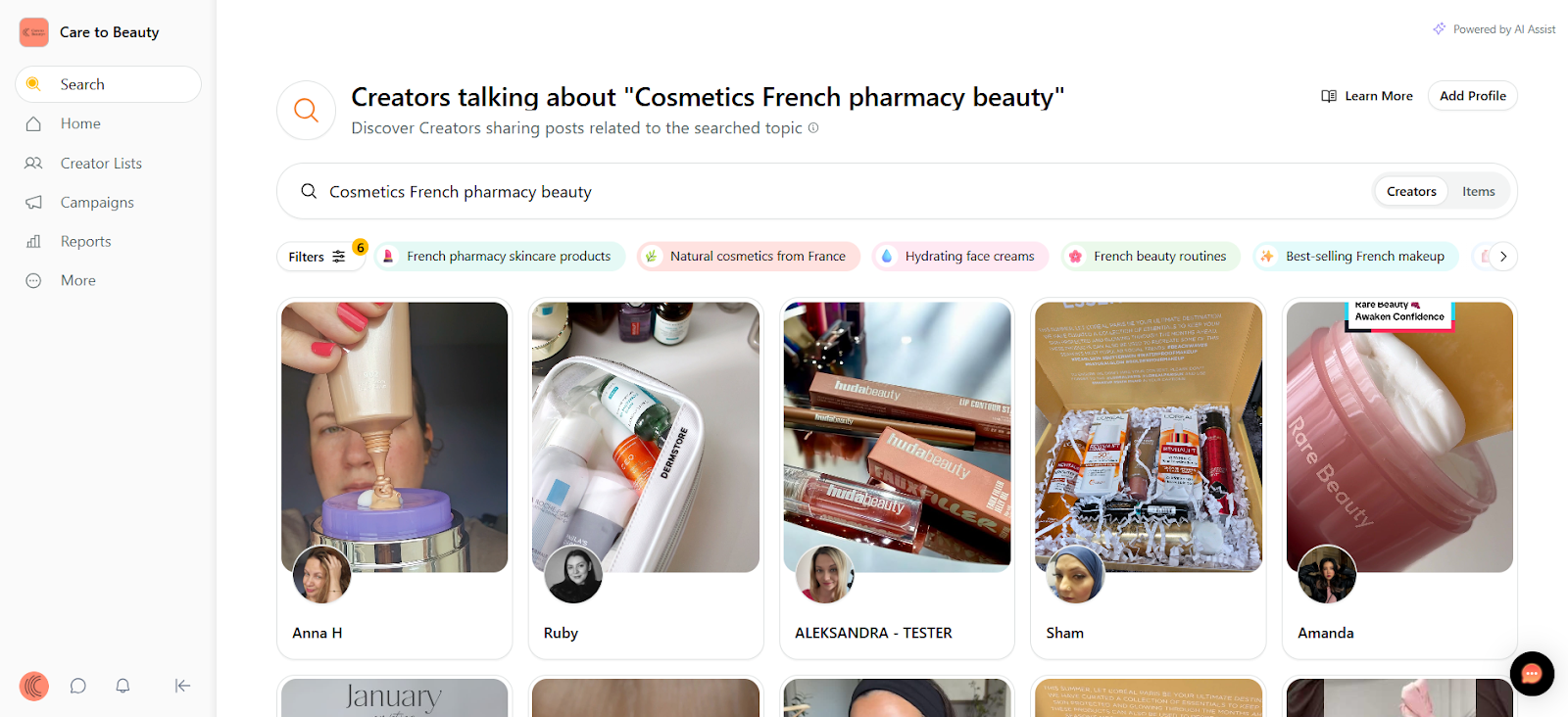 Examples of brands using Sprout Social AI Care to Beauty Influencer Marketing