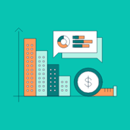 Image with upward-trending bars, a dollar sign‌ and a chart, representing the increasing and showcasing social media ROI.