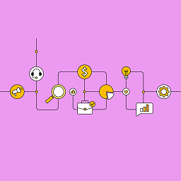 Interconnected icons representing various business functions, illustrating the impact of social media across an organization.