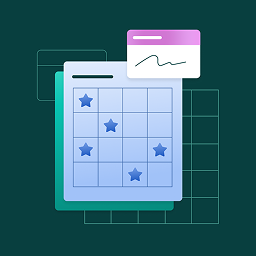 A visual representation of a social media scorecard, showing a grid with star ratings and a space for summarizing key insights, designed to communicate performance to leadership.