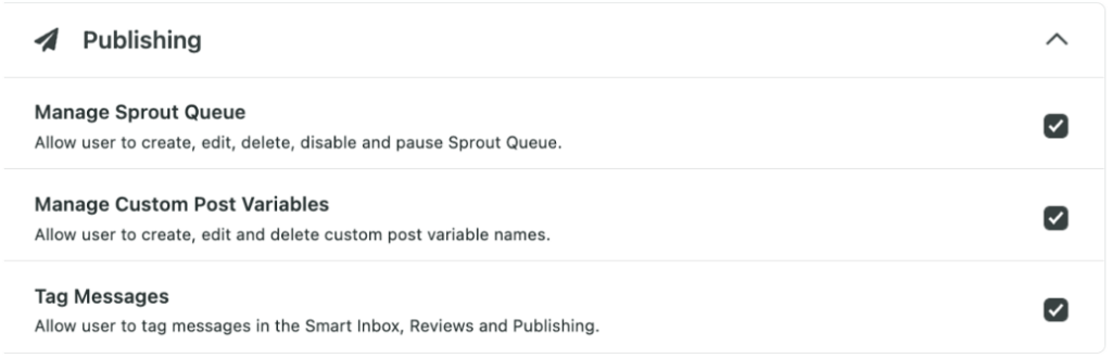 Sprout’s collaborative scheduling tool supports queueing and custom post variables where you can create a single post with variables like URLs, locations and websites unique to each of your social profiles.