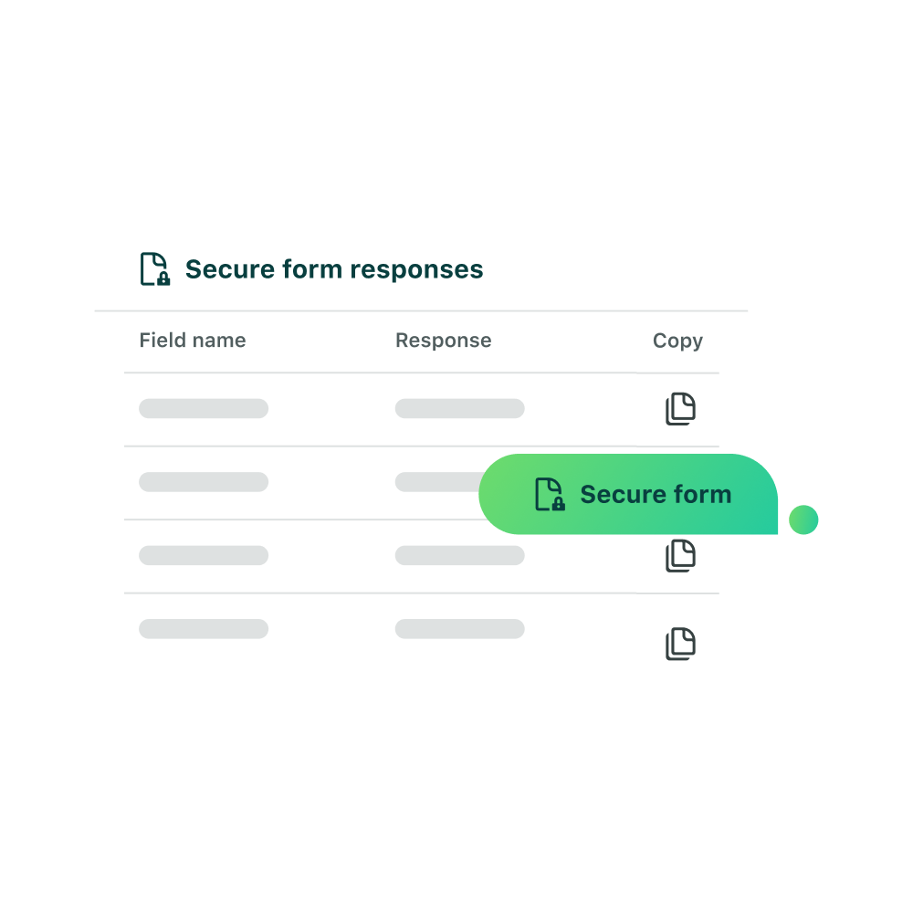 Guardian product UI showing secure PCI-compliant forms for collecting customer information safely.