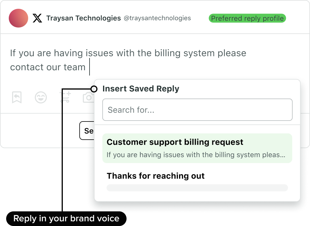 Sprout's Saved Replies dashboard that shows how it helps your team respond quickly and consistently while staying true to your brand tone.
